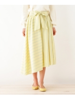 ミックスストライプフレアスカート/レモンイエロー(331)