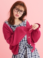 リブVニットカーディガン/ネイビー