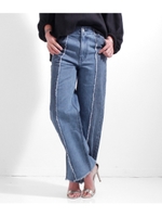 【Alluge】配色切替デニムパンツ/ミックス(034)