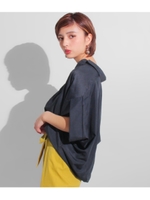 【Settimissimo】抜け襟バルーンシャツ/ネイビー(018)