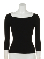 スクエアネックリブニット/ブラック