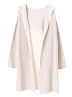 ・Wフェイスフードロングカーディガン/杢グレー