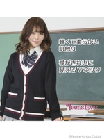 ◎TE-18SS_カーディガン ライン(ブラック)L/-