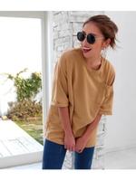 【Latina】クルーネックミニ裏毛ビックトップス/ベージュ(005)