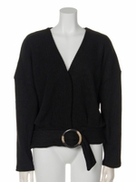 【ANAP】ベルト付ニットソーカーディガン/ブラック(027)