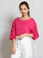 ボリュームスリーブトップス/ピンク