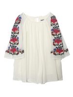 EMBROIDERY SLEEVE TOP/ホワイト