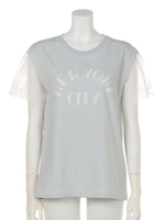 NEW YORKレーススリーブTシャツ/ミント