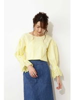 エンブロイダリースリーブブラウス/イエロー(060)