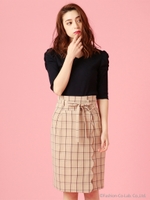 スカラップタイトスカート/ベージュ