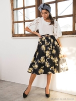 ドットフラワースカート/ネイビー