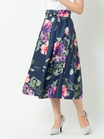 フラワータックミディースカート/ネイビー