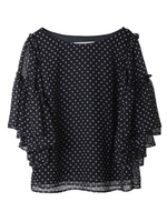 【ブラウス】シアープリントブラウス/ブラック