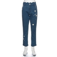 【30%OFF】お花刺しゅう入りウエストスカラップデニムパンツ