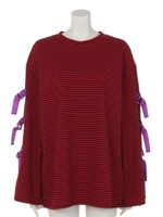 スリットボーダーL/S TEE/RED