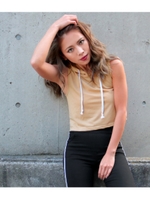 フード付ノースリーブトップス/ベージュ(005)