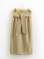 リネンライクベルテッドイージータイトスカート/ベージュ