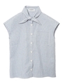 RIBBON COLLAR BLOUSE/ブルー