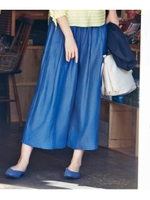 テンセルデニム タックワイドパンツ/ブルー系(094)