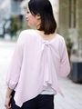 バックリボンジョーゼットブラウス/ラベンダー