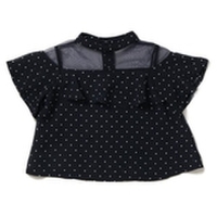 モックネックシースルー切り替えブラウス