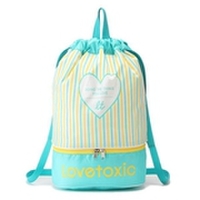 ストライプ柄ロゴ入り2重底バッグ