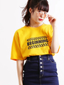 WEGO/チェッカーボックスロゴプリントTシャツ