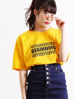 WEGO/チェッカーボックスロゴプリントTシャツ