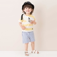 車刺しゅう入り太ボーダー柄Tシャツ