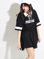 WEGO/レースアップロゴTシャツワンピース