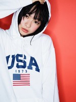 WEGO/USAロゴプリントパーカー