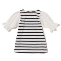 【25%OFF】ボリューム袖ボーダーワンピース