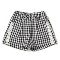 【30%OFF】お花レースつきチェック柄キュロット