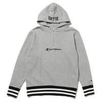 【50%OFF】Championコラボラインリブハーフジップ裏毛パーカー
