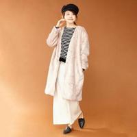 【50%OFF】【LIEN】ノーカラーフェイクファーコート