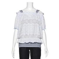 【50%OFF】オフショルレースリボン柄ブラウス×ギンガムチェックキャミソール