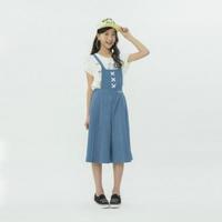 【50%OFF】サイドプリーツ胸当てつきガウチョパンツ