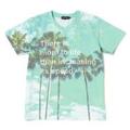 【50%OFF】ヤシの木転写プリントVネックTシャツ