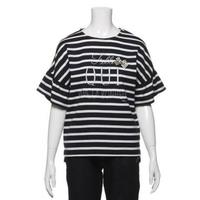 【50%OFF】ロゴ刺しゅう入りベルスリーブボーダーTシャツ