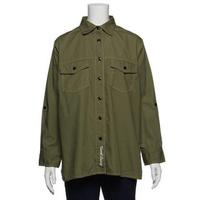 【50%OFF】ロゴ刺しゅう入り袖ロールアップロングシャツ