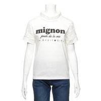 【50%OFF】ロゴ入りハイネックドット袖切り替えTシャツ
