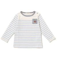 オーガニックコットン 動物刺しゅうポケットボーダーTシャツ