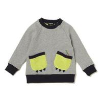 恐竜ポケット裏毛ラグラントレーナー