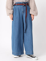 [18AW 新作アイテム]ベルト付きデニムワイドパンツ