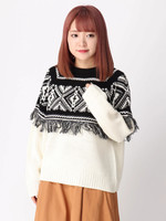 WEGO/フリンジジャガードニット