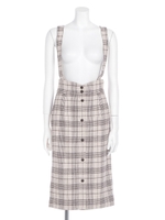 2WAYハイウエストサスペンダースカート/ベージュ