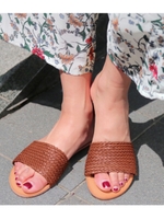 ANAP USAメッシュ編みぺたんこサンダル/キャメル(017)