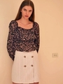 BILLIE STRIPE SKIRT/SAND W WHITE
