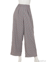 CHECK TACKED PANTS/WHITE