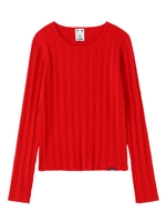 CREWNECK NECK KNIT TOP/レッド